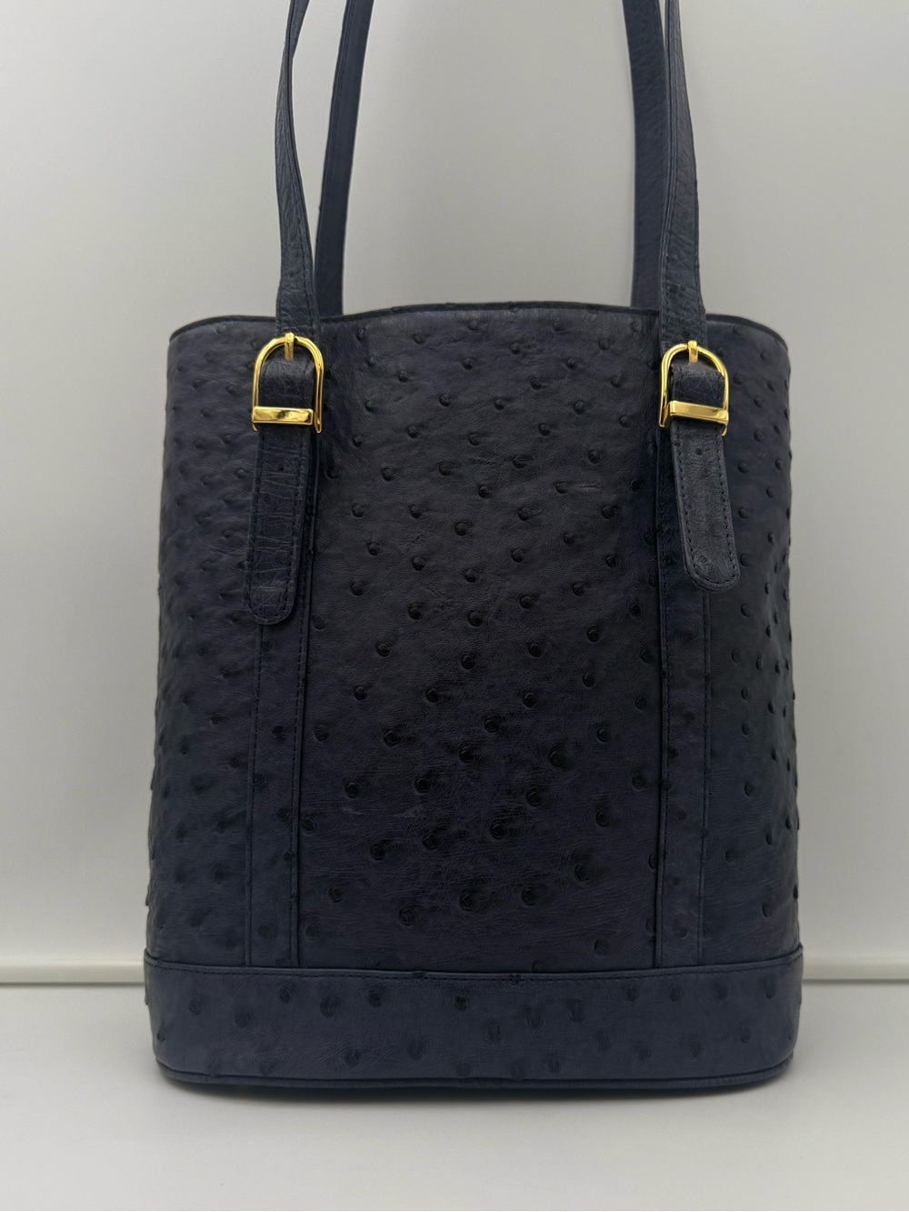JRA • Blue Exotic Genuine OSTRICH Blue Bucket 24 Shoulder Bag - Made in JAPAN - Picture 8 of 16